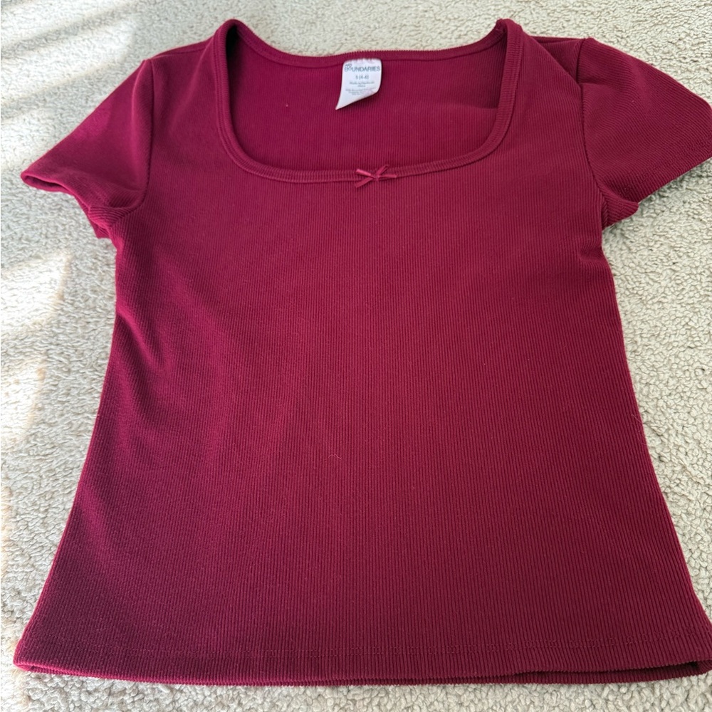 No Boundaries Berry Ribbed Top